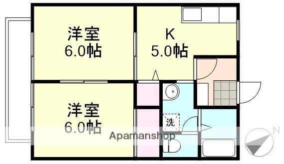 エンデバーB棟(2K/2階)の間取り写真