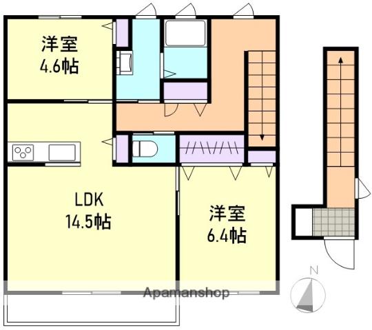 グランマスト茶屋町E棟(2LDK/2階)の間取り写真