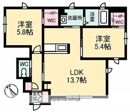 コオリナテラス(2LDK/1階)の間取り写真