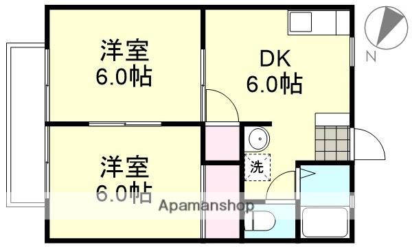 サンビレッジ大熊A棟(2DK/1階)の間取り写真