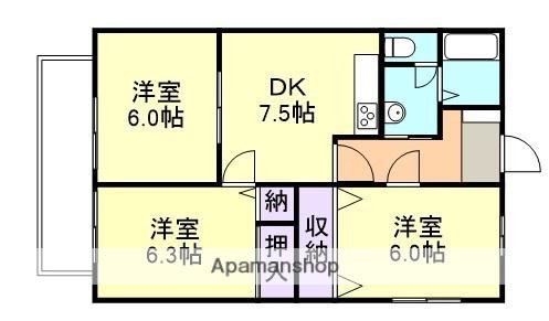コーポマムA棟(3DK/2階)の間取り写真