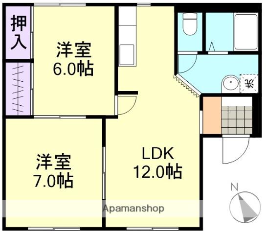 PALAZZO UNO(2LDK/1階)の間取り写真