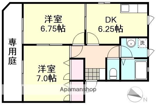 サンキャロットA(2DK/1階)の間取り写真