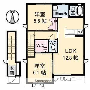 フォンティーヌC棟(2LDK/2階)の間取り写真