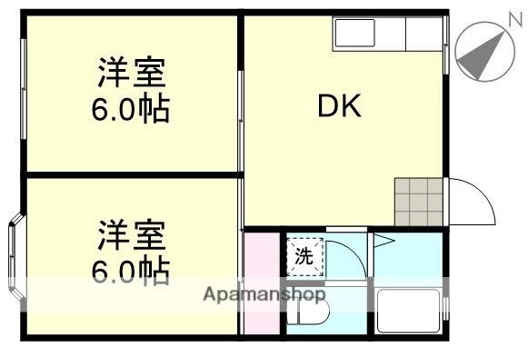 シャトレ・ウエストB(2DK/1階)の間取り写真