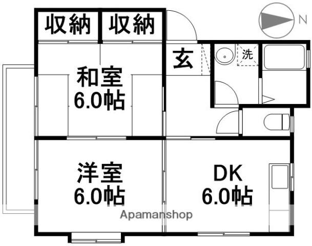 コアK C棟(2DK/1階)の間取り写真