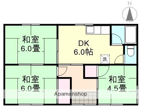 吉備線 東総社駅 徒歩11分 1階建 築46年(3DK)の間取り写真