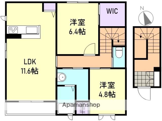 シャーメゾン彩(2LDK/2階)の間取り写真