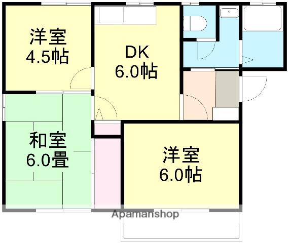 るーらんA棟(3DK/2階)の間取り写真