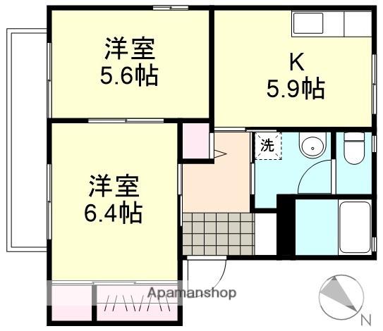 グランメイトA棟(2K/1階)の間取り写真