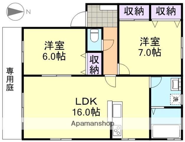 プレステージSANWA Ⅰ(2LDK/1階)の間取り写真