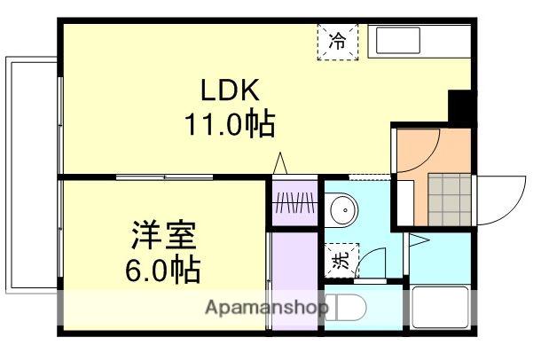 サンビレッジ阿賀崎A棟(1LDK/2階)の間取り写真