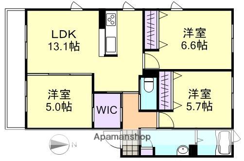 グランマストティアラB棟(3LDK/1階)の間取り写真