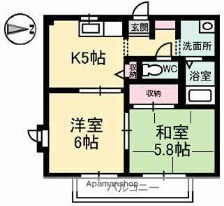ディアスマーサ(2K/2階)の間取り写真