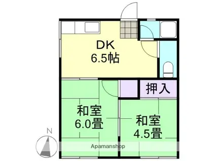 下瀬アパート(2DK/2階)の間取り写真