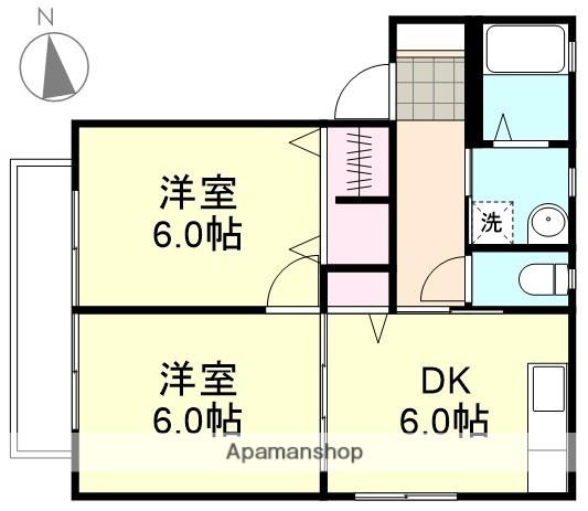 アンダルシアA棟(2DK/2階)の間取り写真