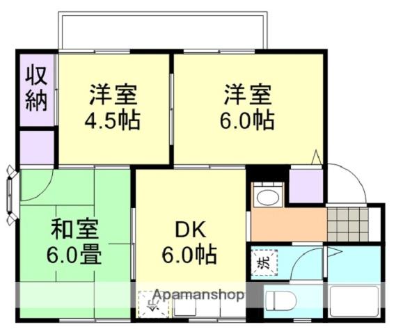 ラベンダーヒルズB棟(3DK/2階)の間取り写真