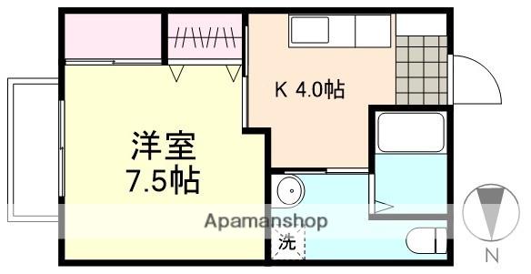 みのりⅡ(1K/1階)の間取り写真