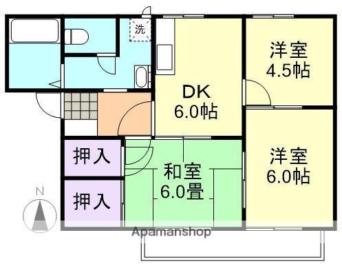 グリーンフィールド(3DK/2階)の間取り写真