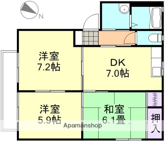 メゾンデラW A棟(3DK/1階)の間取り写真