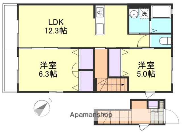 メープル(2LDK/2階)の間取り写真