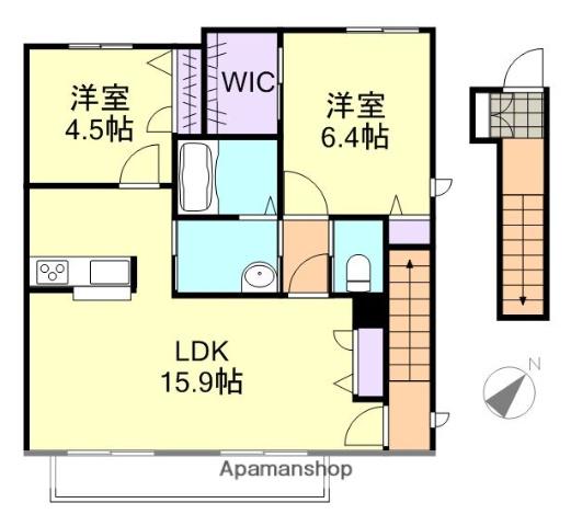 アッヴェニーレC棟(2LDK/2階)の間取り写真