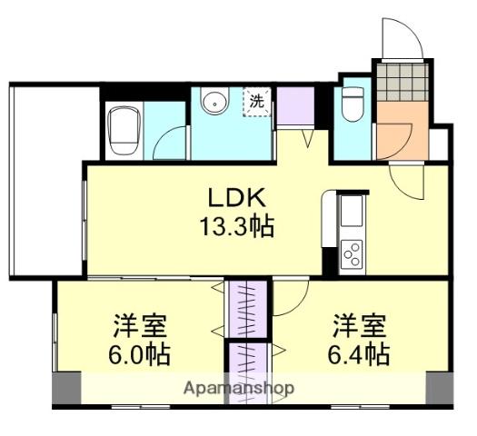 COCO川西町(2LDK/2階)の間取り写真
