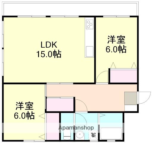 KS B倉敷中庄 Ⅰ棟(2LDK/2階)の間取り写真