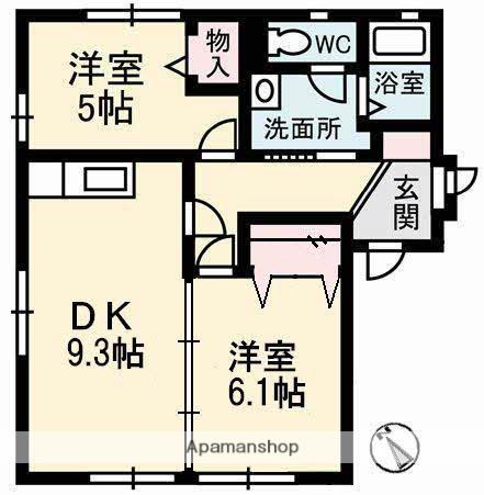 オリーブテラスC(2DK/2階)の間取り写真