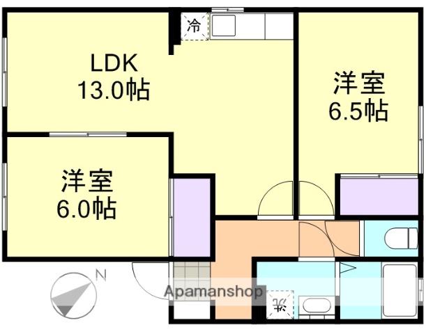 パルクプレッソB棟(2LDK/1階)の間取り写真
