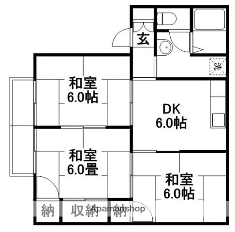 メゾンドールB(3DK/1階)の間取り写真