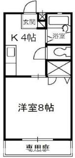 エスポワール都ⅡD棟(1K/1階)の間取り写真