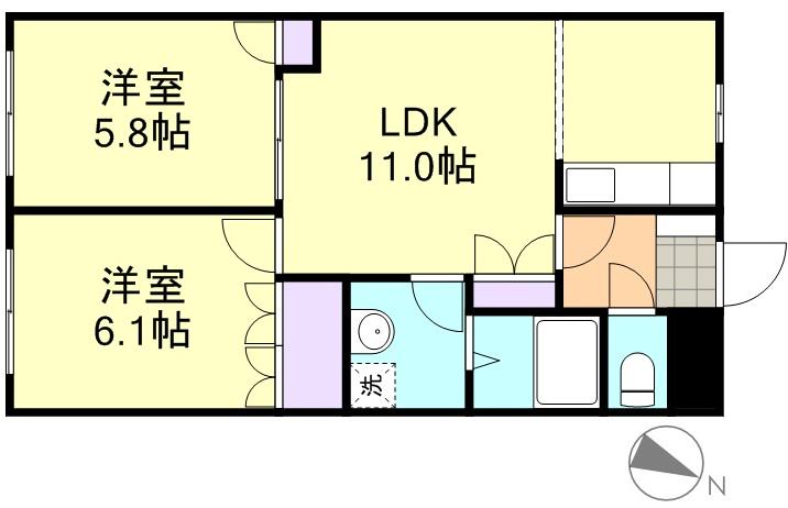 サンライフAKI(2LDK/1階)の間取り写真