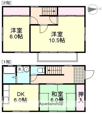 山陽本線 新倉敷駅 徒歩27分 2階建 築21年(3DK)の間取り写真