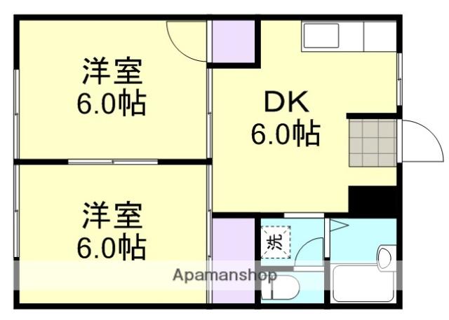 シティハイツ都(2DK/1階)の間取り写真