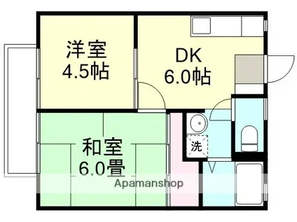 コーポ富井(2DK/2階)の間取り写真