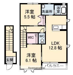 グランディールB棟(2LDK/2階)の間取り写真