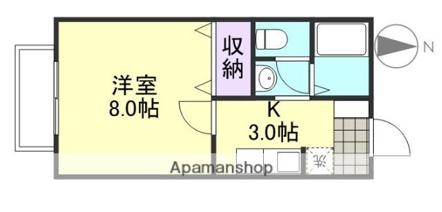 セジュールα(1K/1階)の間取り写真