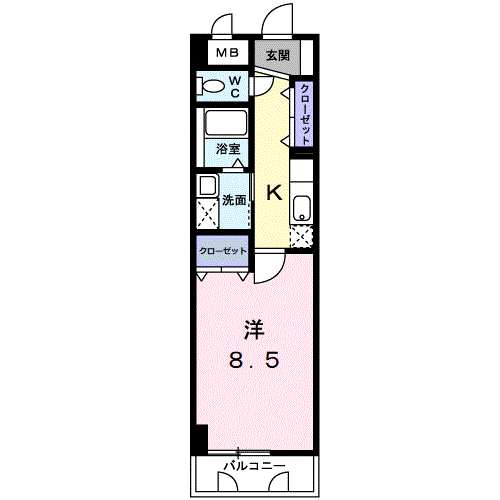 T-SAISON倉敷(1K/3階)の間取り写真
