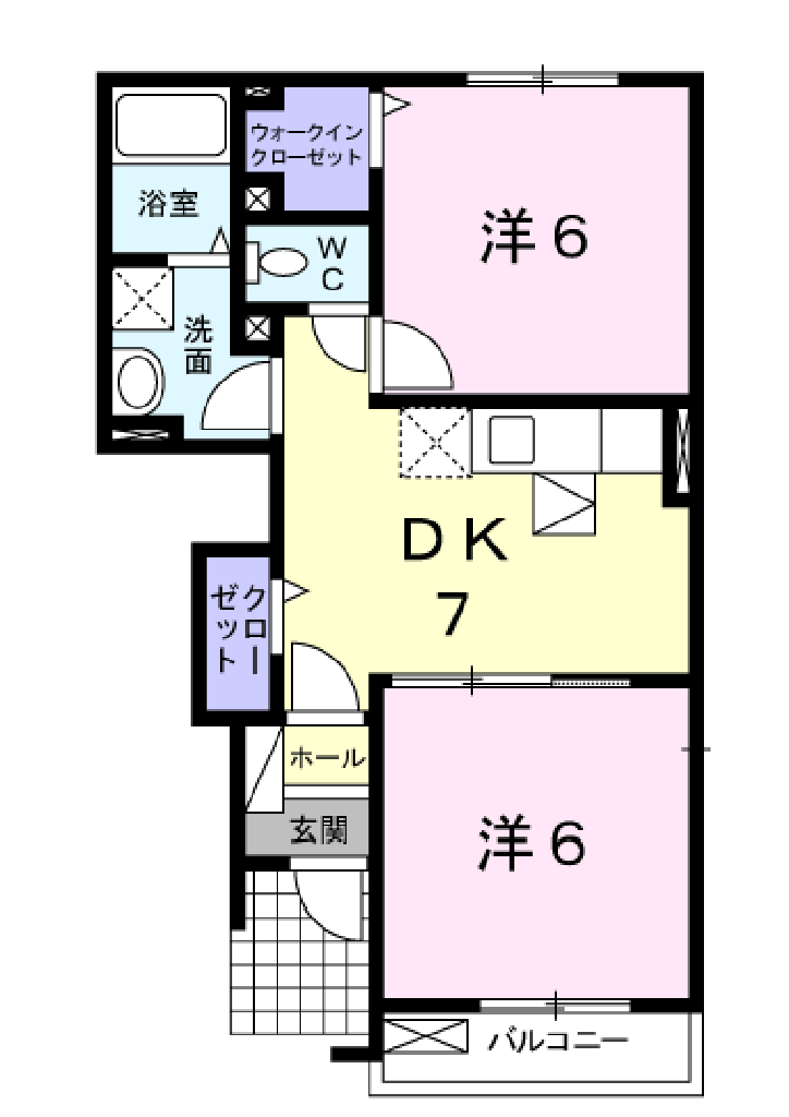 アルカンシエル(2DK/1階)の間取り写真