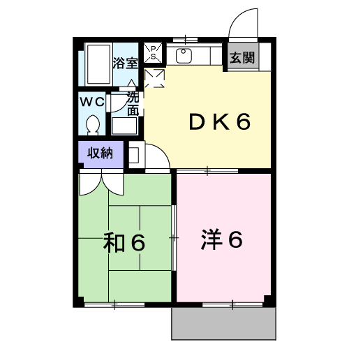 ニューシティアップヒルズA(2DK/1階)の間取り写真