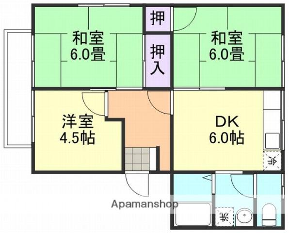 コーポ金光A棟(3DK/1階)の間取り写真
