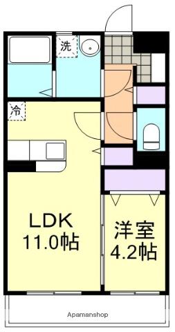 ブリリアント真壁(1LDK/2階)の間取り写真