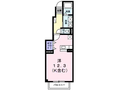 エスポワールA棟(ワンルーム/1階)の間取り写真