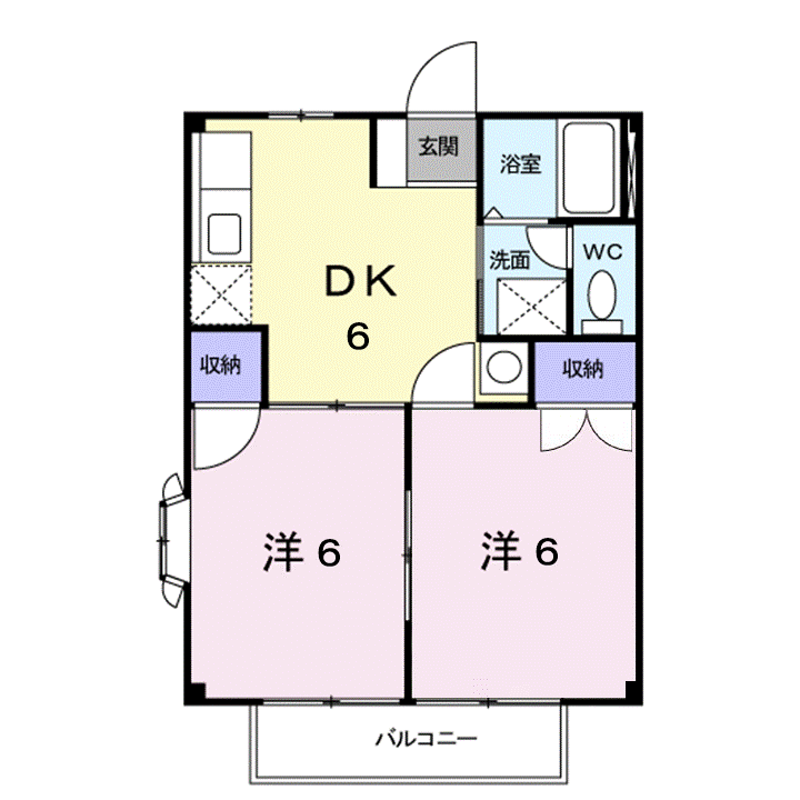 FOREVER HIRO(2DK/2階)の間取り写真