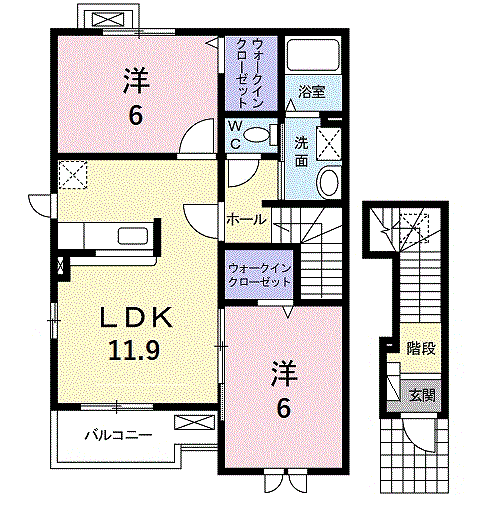 ノースリッチ(2LDK/2階)の間取り写真