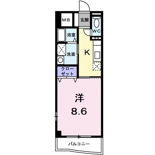 エル・クレール(1K/1階)の間取り写真