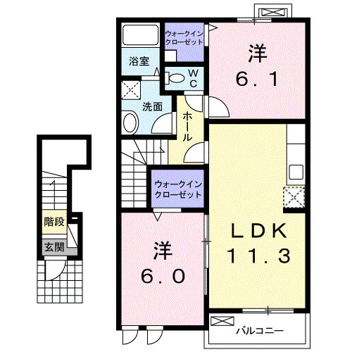 シーサイド・ヴィラ(2LDK/2階)の間取り写真
