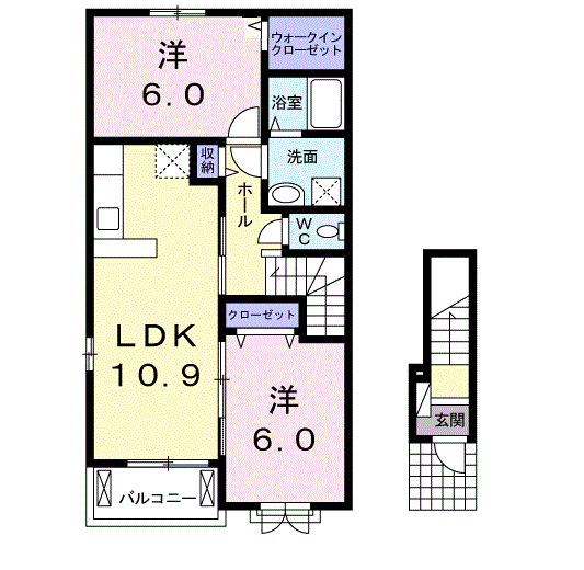 チアフル ミサオ(2LDK/2階)の間取り写真
