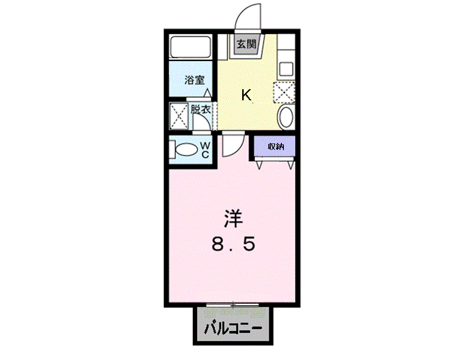 アーバンライフ小野(1K/2階)の間取り写真